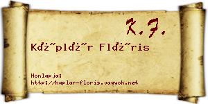 Káplár Flóris névjegykártya
